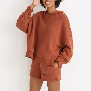 Madewell MWL Airyterry Hoodie Shorts Sweat Set in Red
